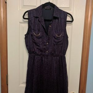 Navy dress with red lettering